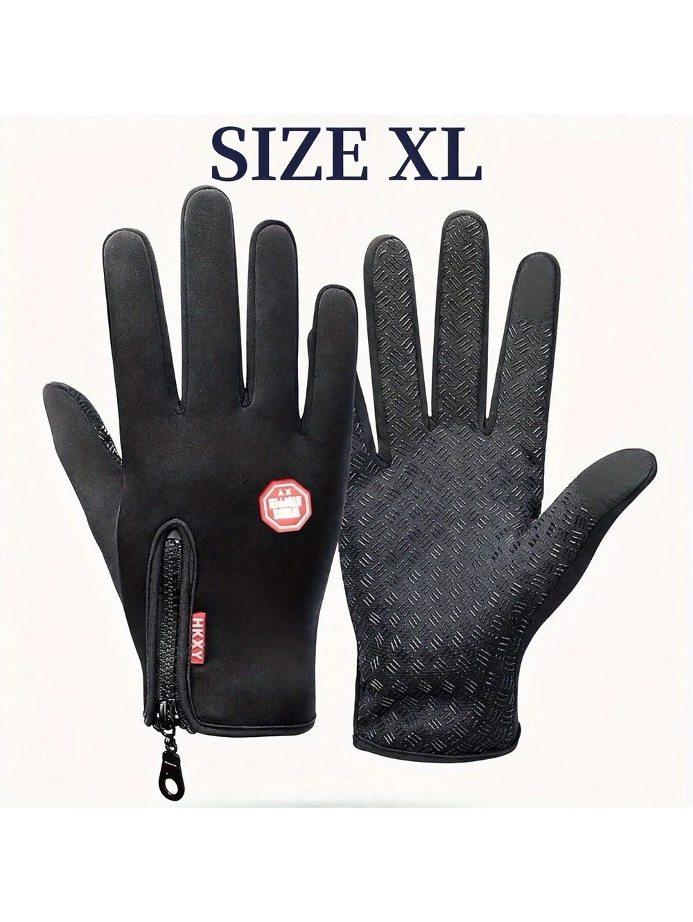 Black Touchscreen Winter Gloves – Warm Anti-Slip Thermal Gloves, Size XL